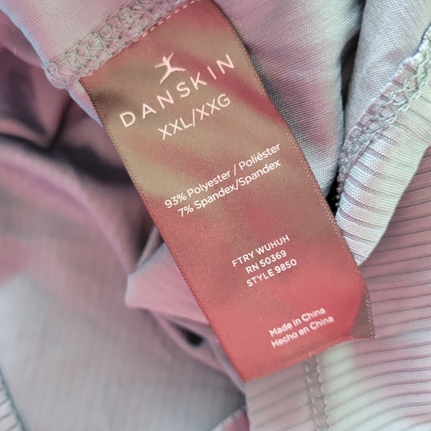 Danskin Womens Top XXL Tee Long Sleeve Poly Bend Powder Blue Ribbed Lightweight