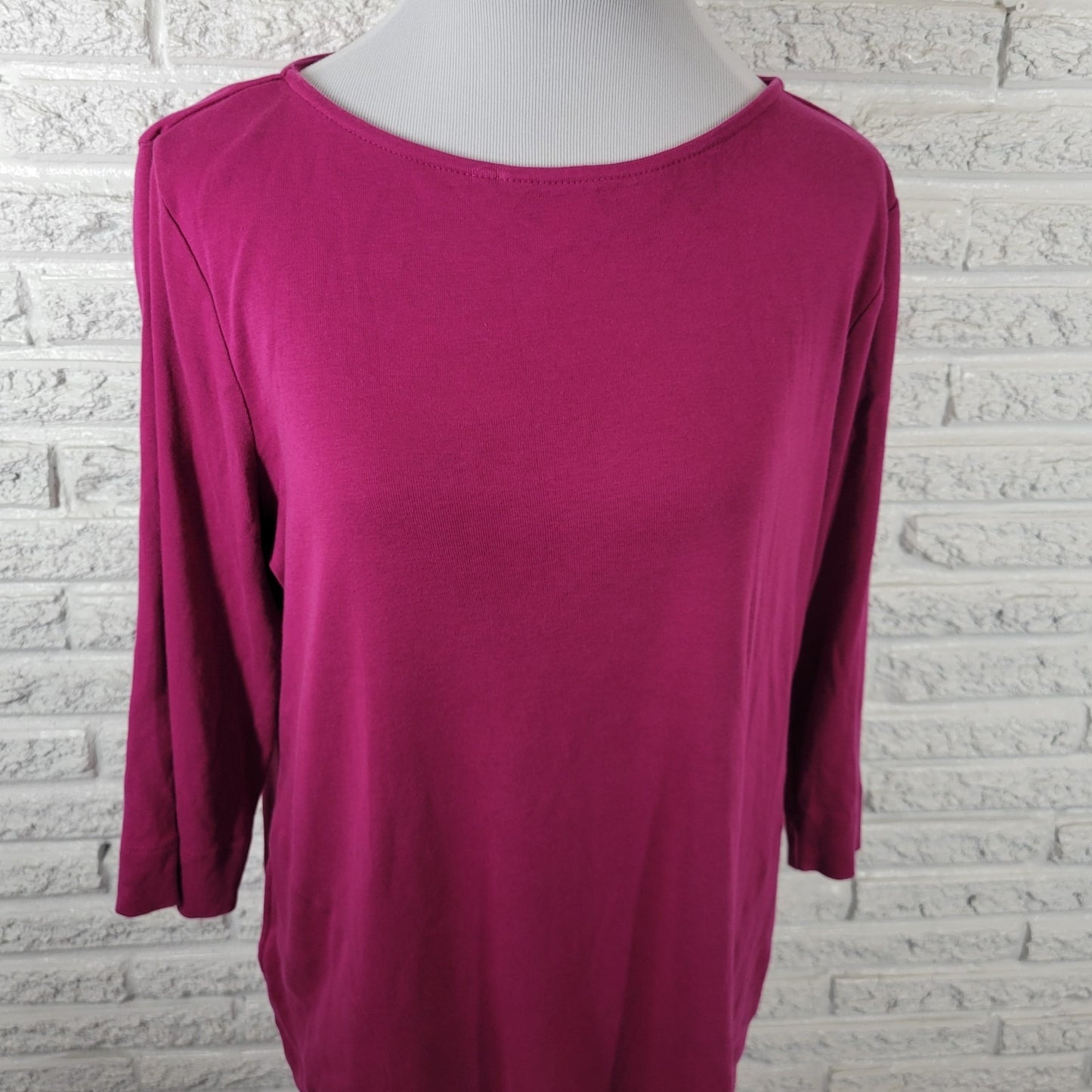 Chicos Women Top 3 Standard Extra Large XL 3/4 Sleeve Purple Cotton Comfy Casual
