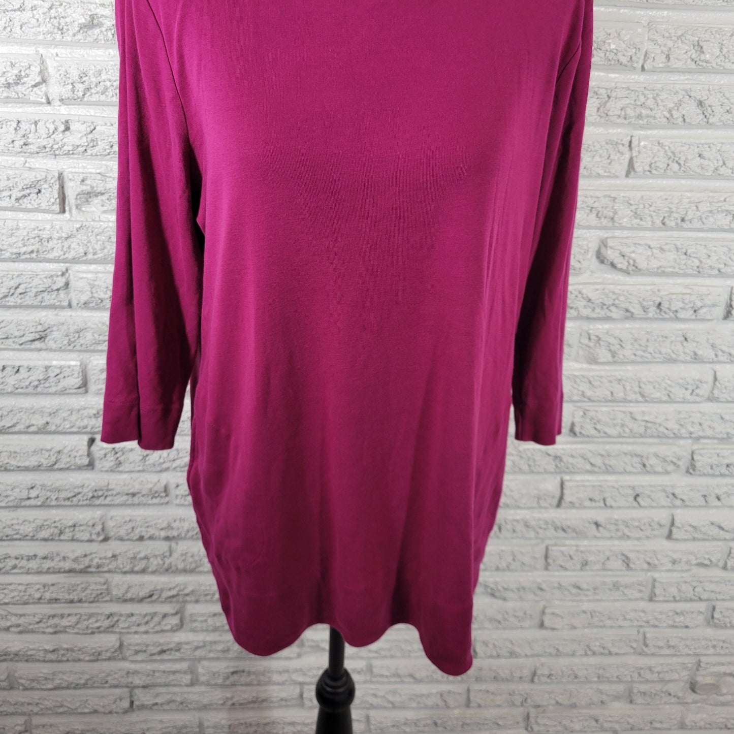 Chicos Women Top 3 Standard Extra Large XL 3/4 Sleeve Purple Cotton Comfy Casual