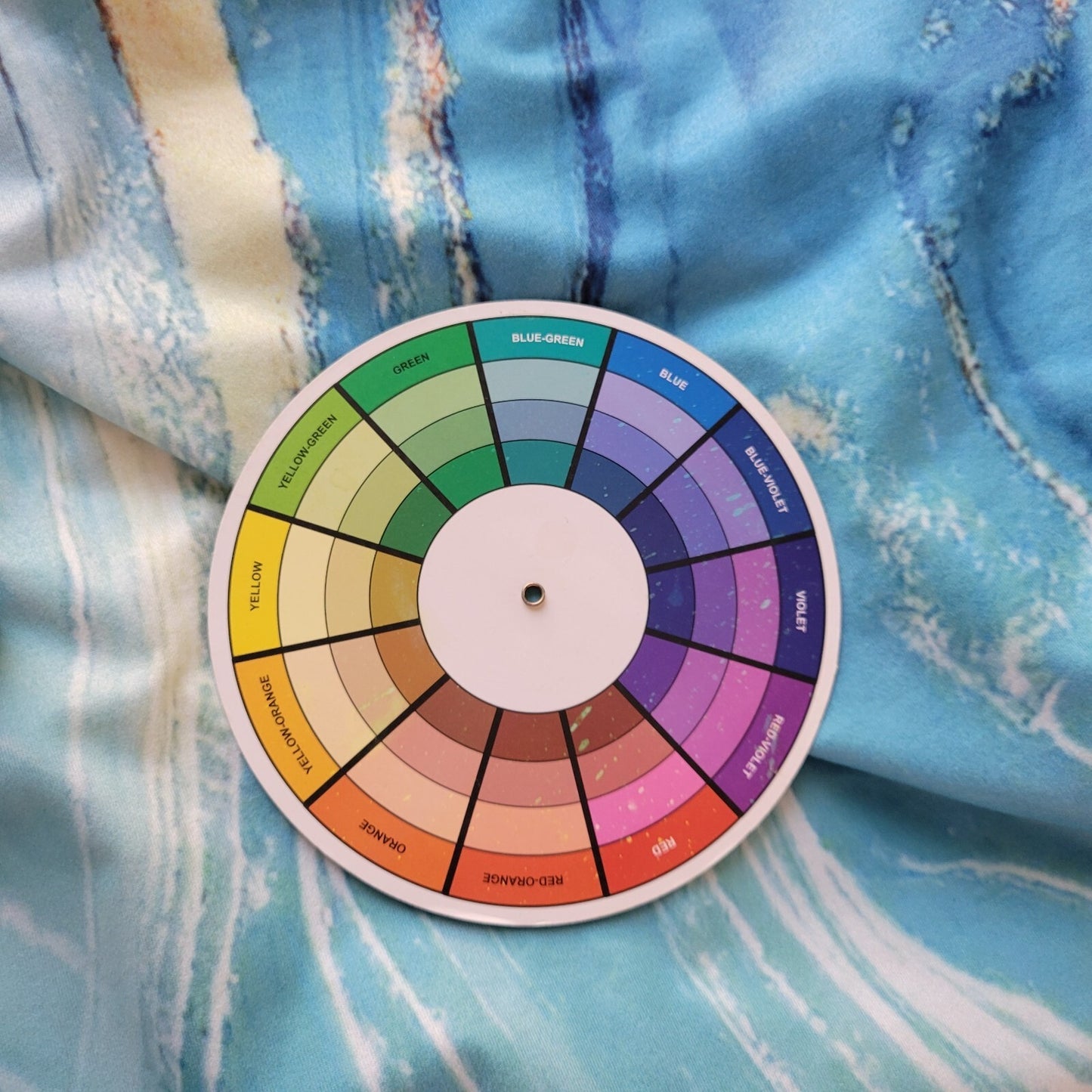 Womens Top 3XL Plus Tee Tunic Short Sleeve Blue Watercolor Poly Blend Casual