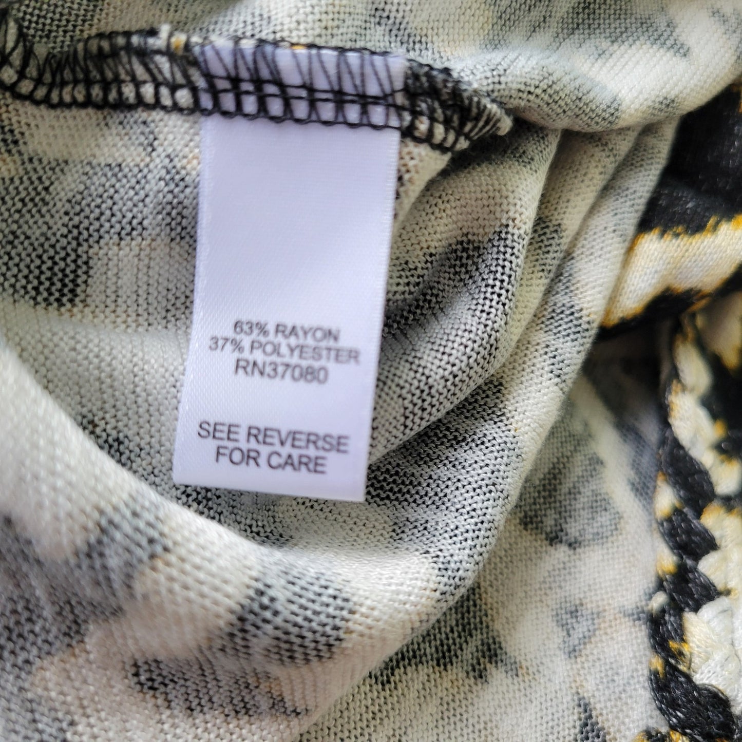 Cato Est 1946 Womens Top 22W 24W Long Sleeve Corded Neck Black Watercolor Comfy