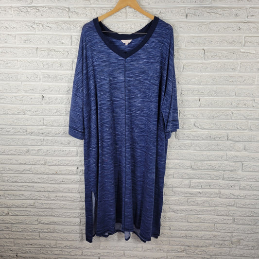 Secret Treasures Womens Robe 4X Plus Blue Heather Pockets Soft Poly Blend Lounge