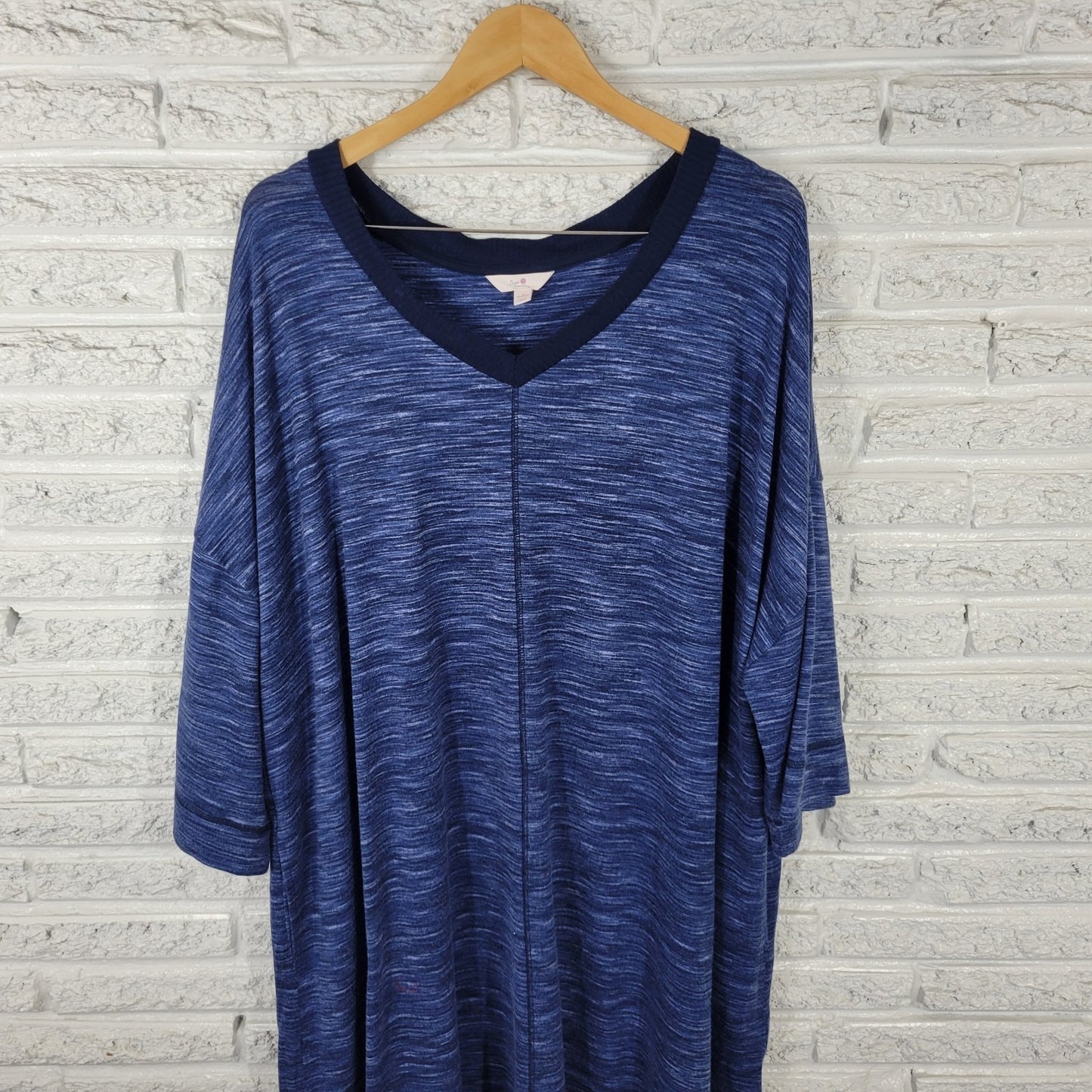 Secret Treasures Womens Robe 4X Plus Blue Heather Pockets Soft Poly Blend Lounge