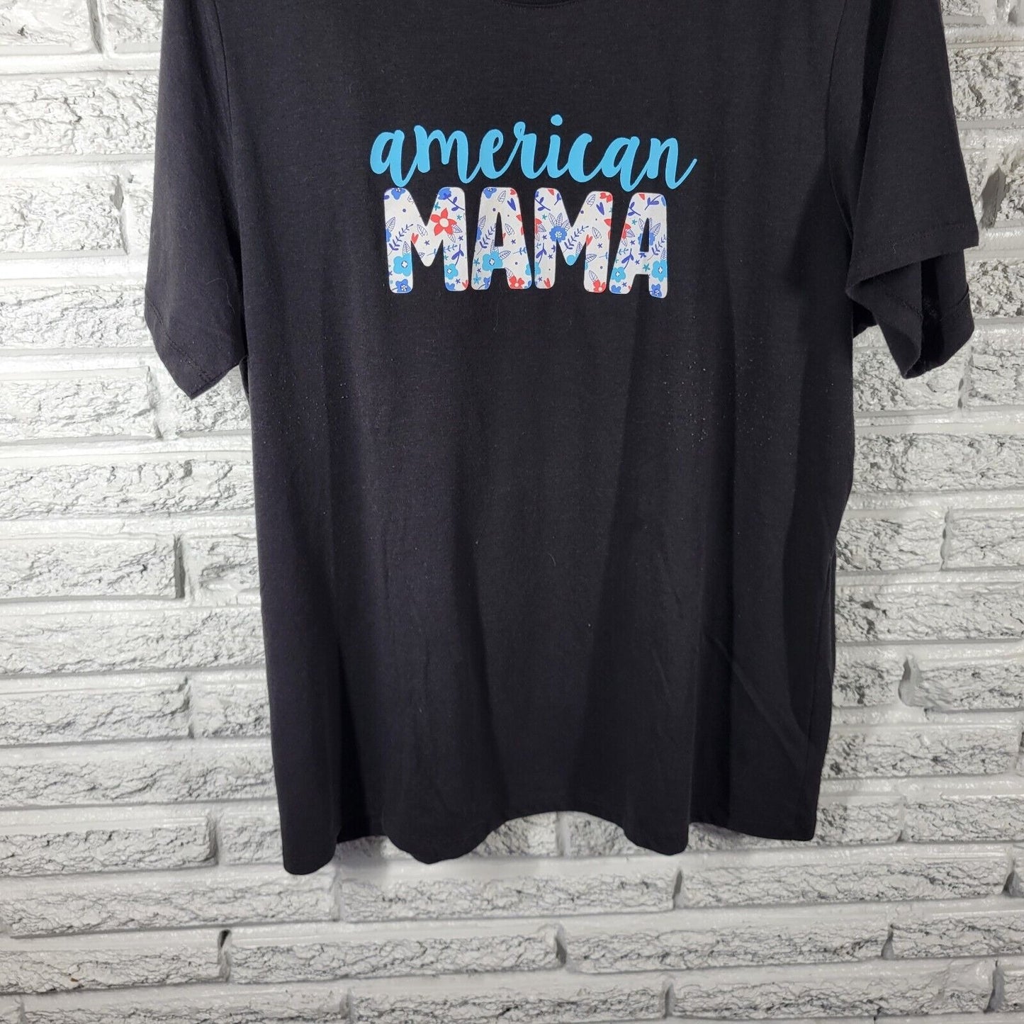 Fourth of July Womens Top XXXL 22 Plus Tee American Mama Patriotic Lightweight