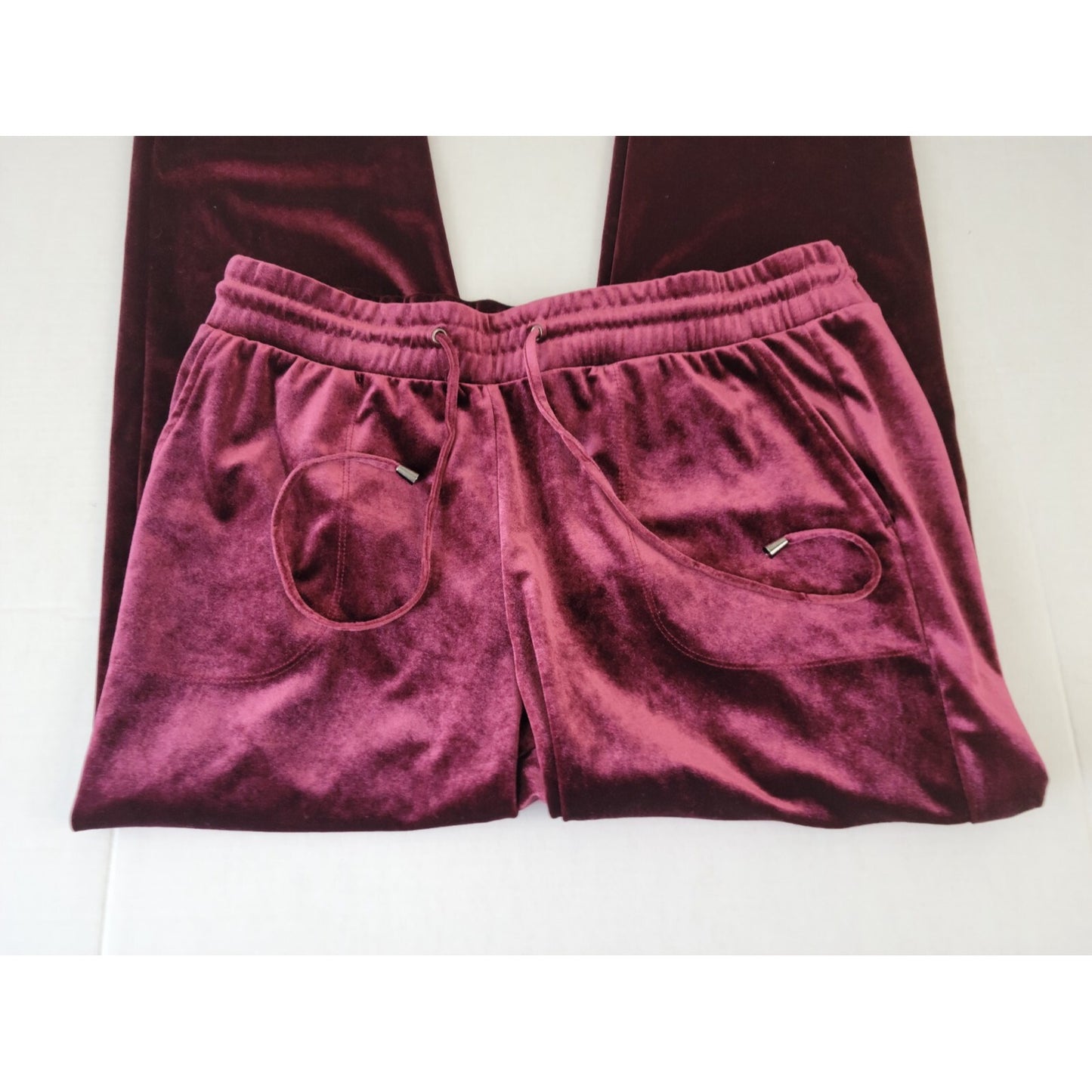 Torrid Women Pants 1 1X Plus Pull On Cropped Velour Burgundy Drawstring Lounge