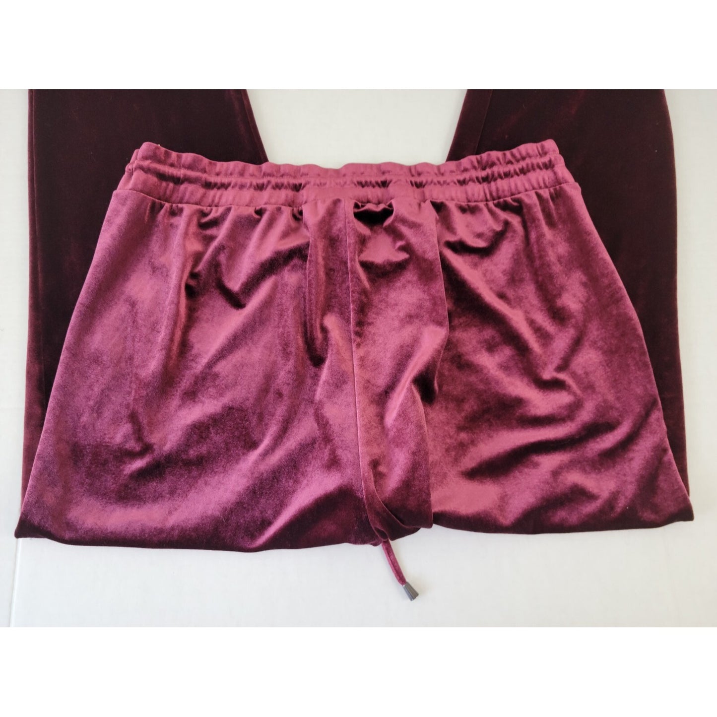Torrid Women Pants 1 1X Plus Pull On Cropped Velour Burgundy Drawstring Lounge