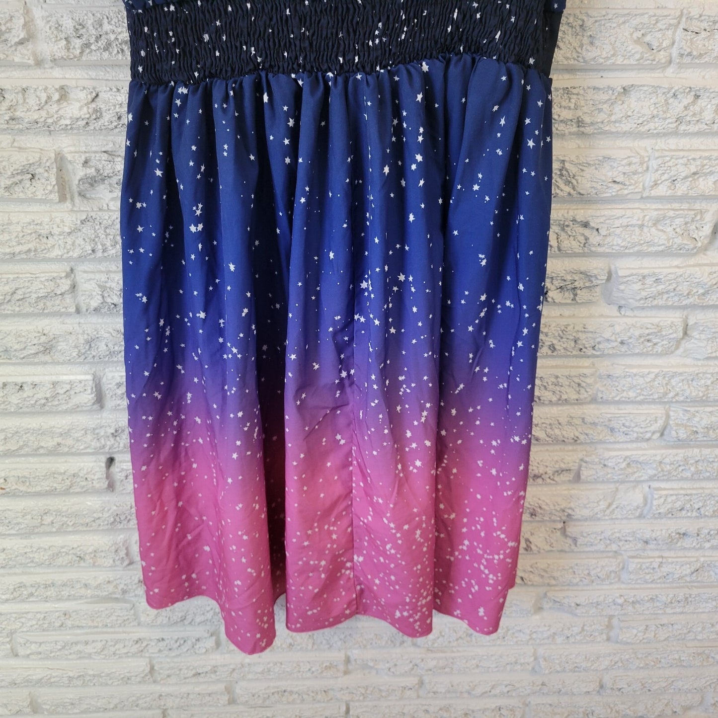 Shein Women Dress 2XL Plus Short Flutter Sleeve Fit Flare Stars Galaxy Polyester