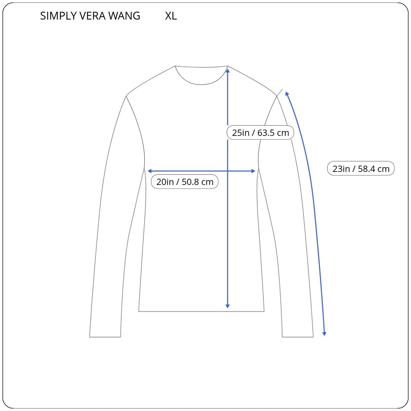 Simply Vera Wang Womens Top XL Long Sleeve Blue Geometric Lightweight Cotton