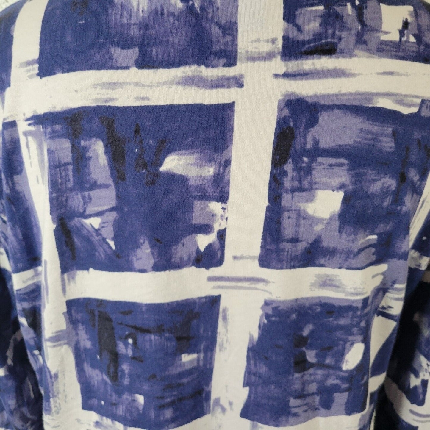 Simply Vera Wang Womens Top XL Long Sleeve Blue Geometric Lightweight Cotton