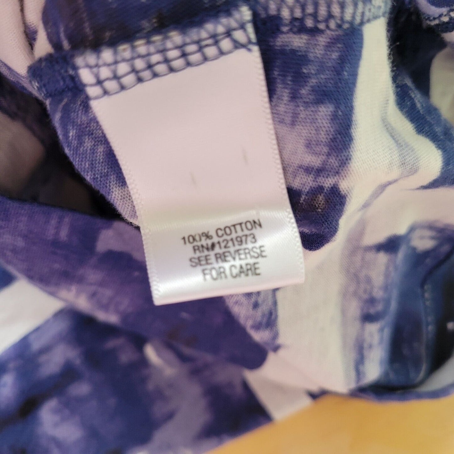 Simply Vera Wang Womens Top XL Long Sleeve Blue Geometric Lightweight Cotton