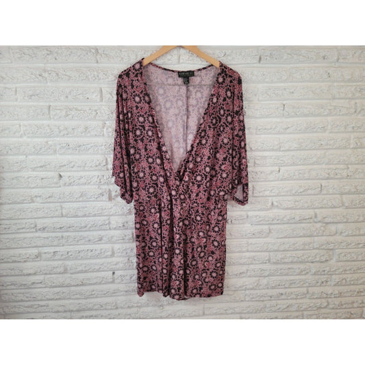 Forever 21 Womens Romper 2X Plus Short Sleeve Polyester Floral Poly Blend
