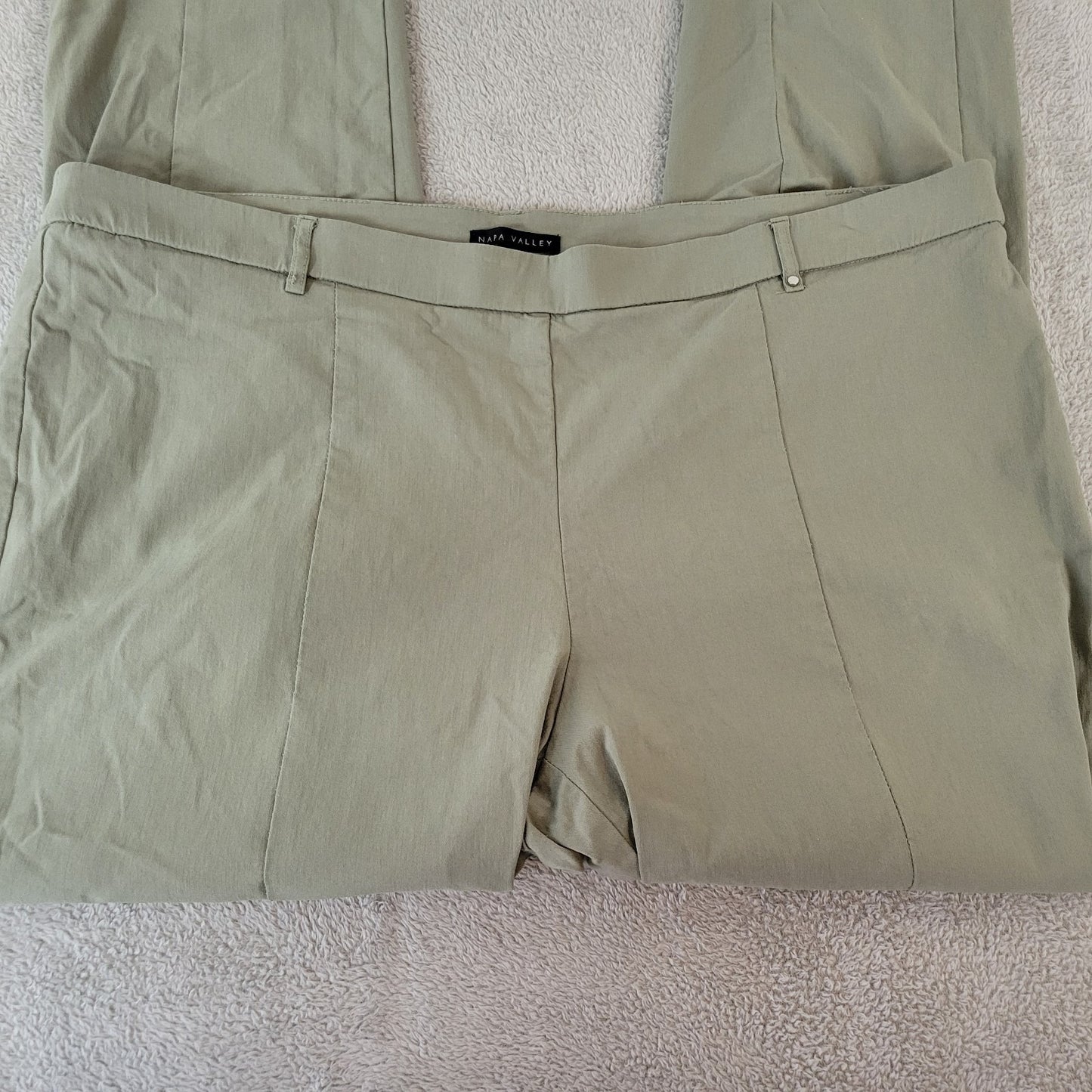 Napa Valley Women Pants 22W Plus Pull On Straight Leg Green Comfy Pockets Casual