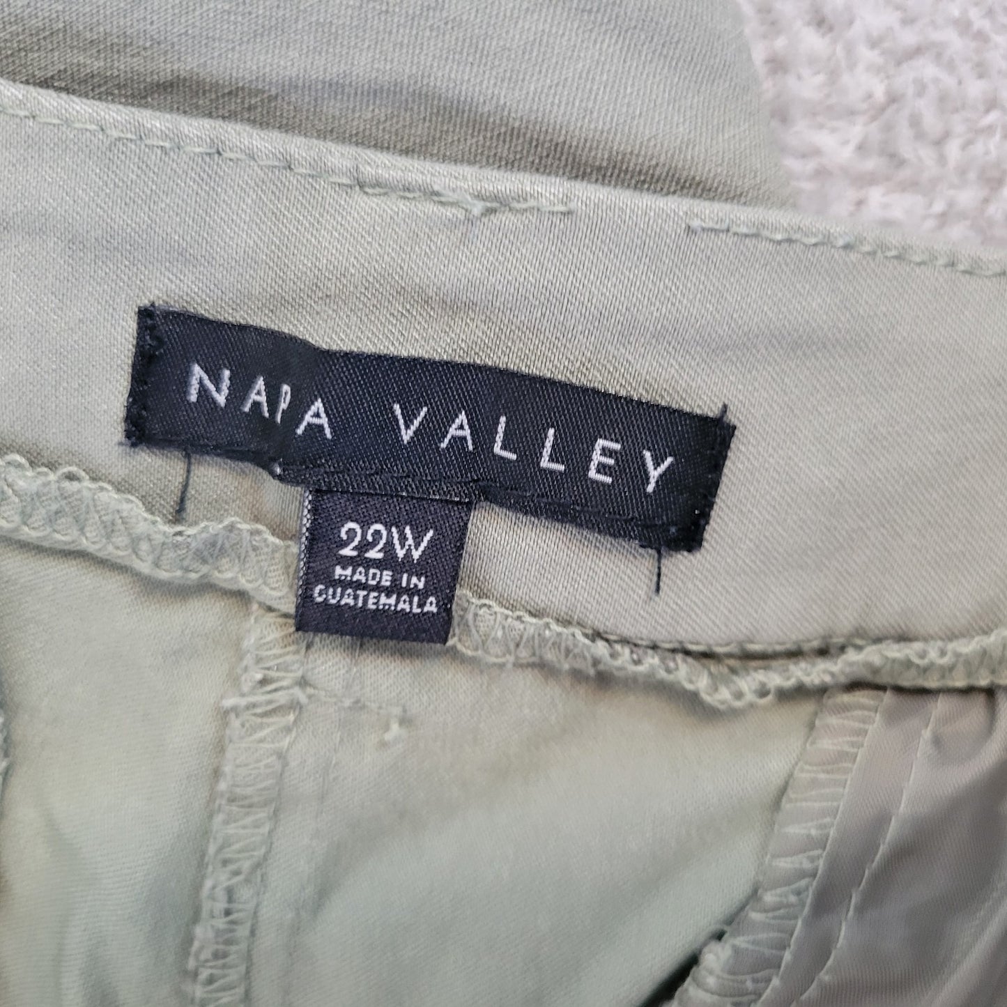 Napa Valley Women Pants 22W Plus Pull On Straight Leg Green Comfy Pockets Casual