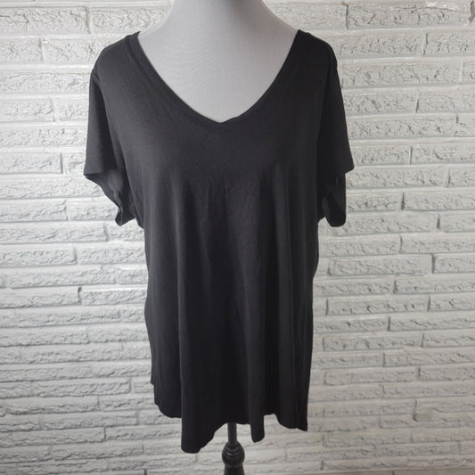 Torrid Womens Top 2 2X Plus Tee Cap Sleeve Black Cotton Blend Casual Lightweight