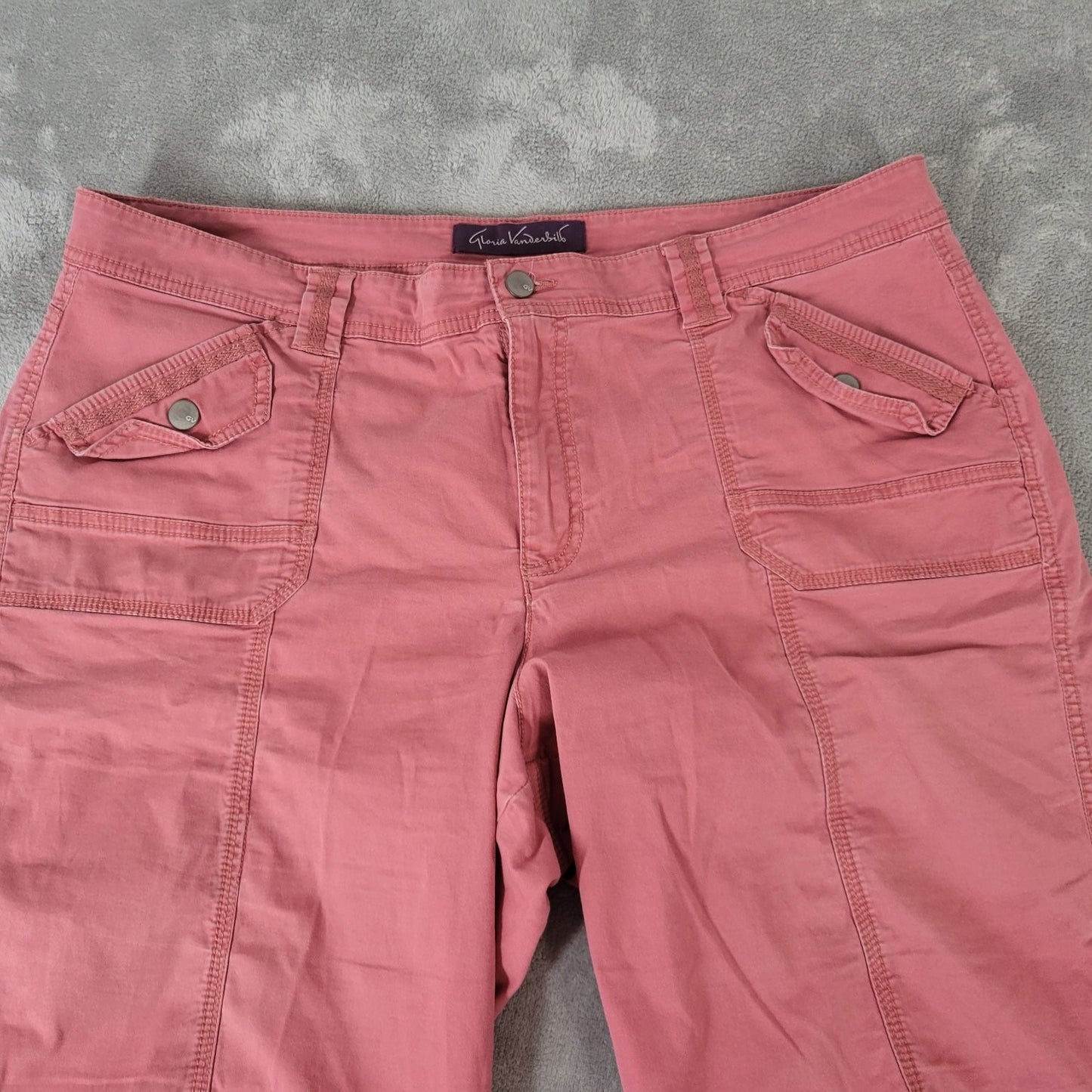 Gloria Vanderbilt Womens Shorts Pink Denim 18 Plus Cotton Blend Zip Fly Stretch