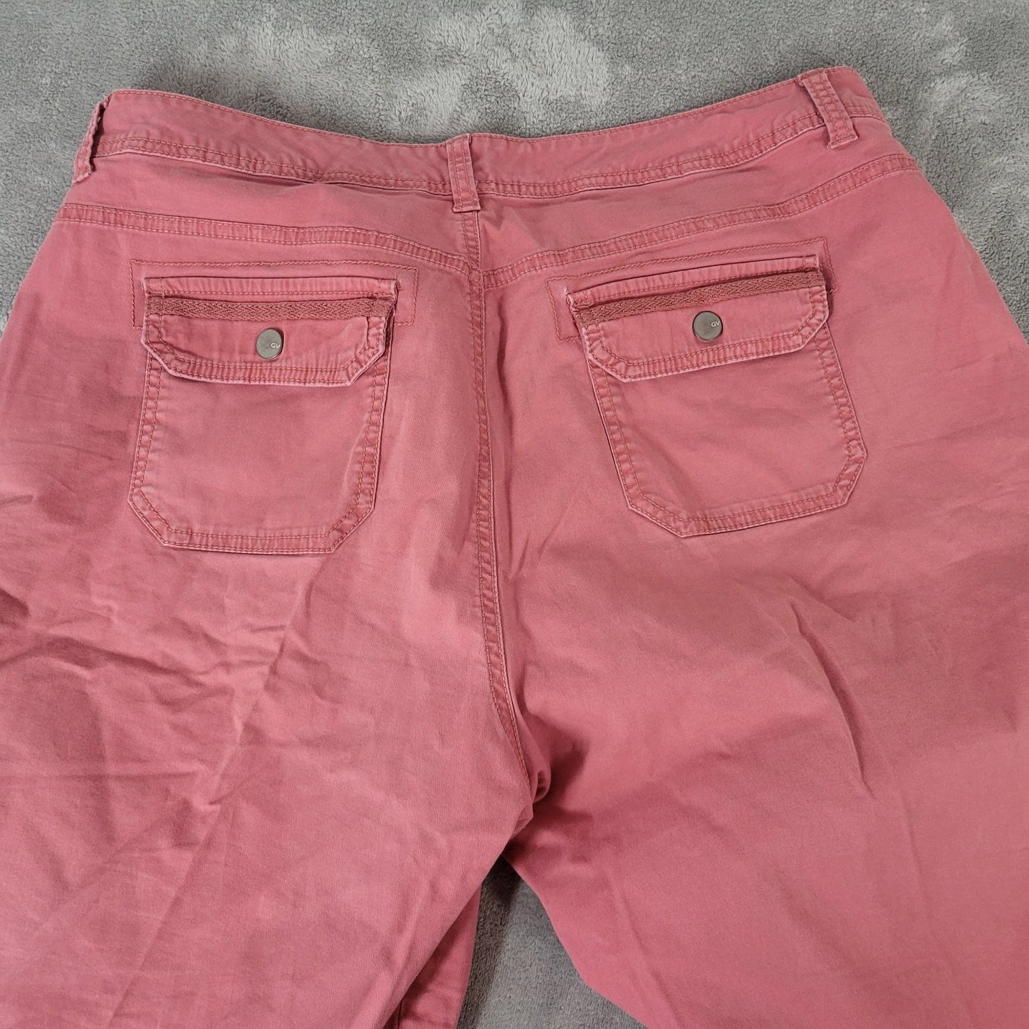 Gloria Vanderbilt Womens Shorts Pink Denim 18 Plus Cotton Blend Zip Fly Stretch