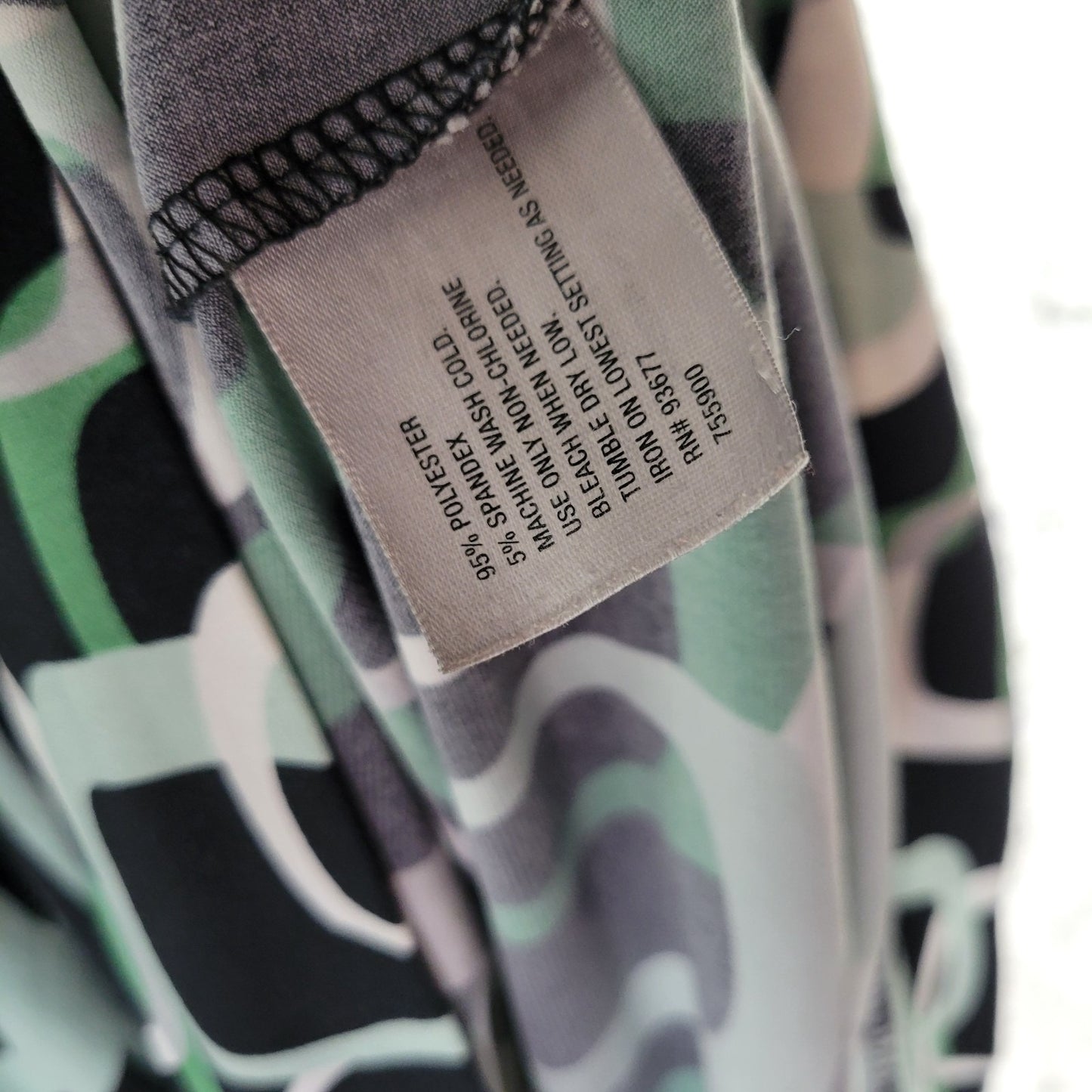 Worthington Women's 2X Plus Green Black Geometric Tunic Dolman Sleeve Keyhole