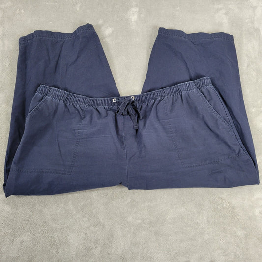 Karen Scott Womens Pants XL Capri Pull On  Blue Comfy Cotton Drawstring Casual