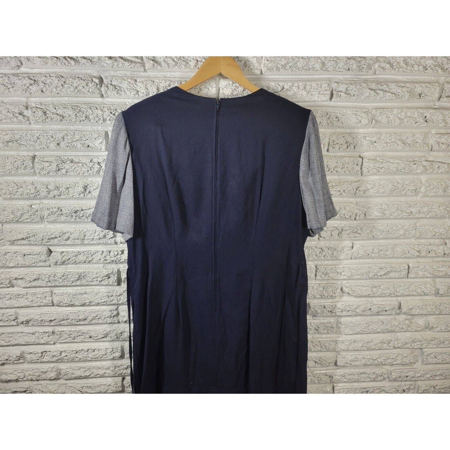 Vintage Lady Dorby Womens Dress 20W Jacket Short Sleeve Blue Embroidered Office