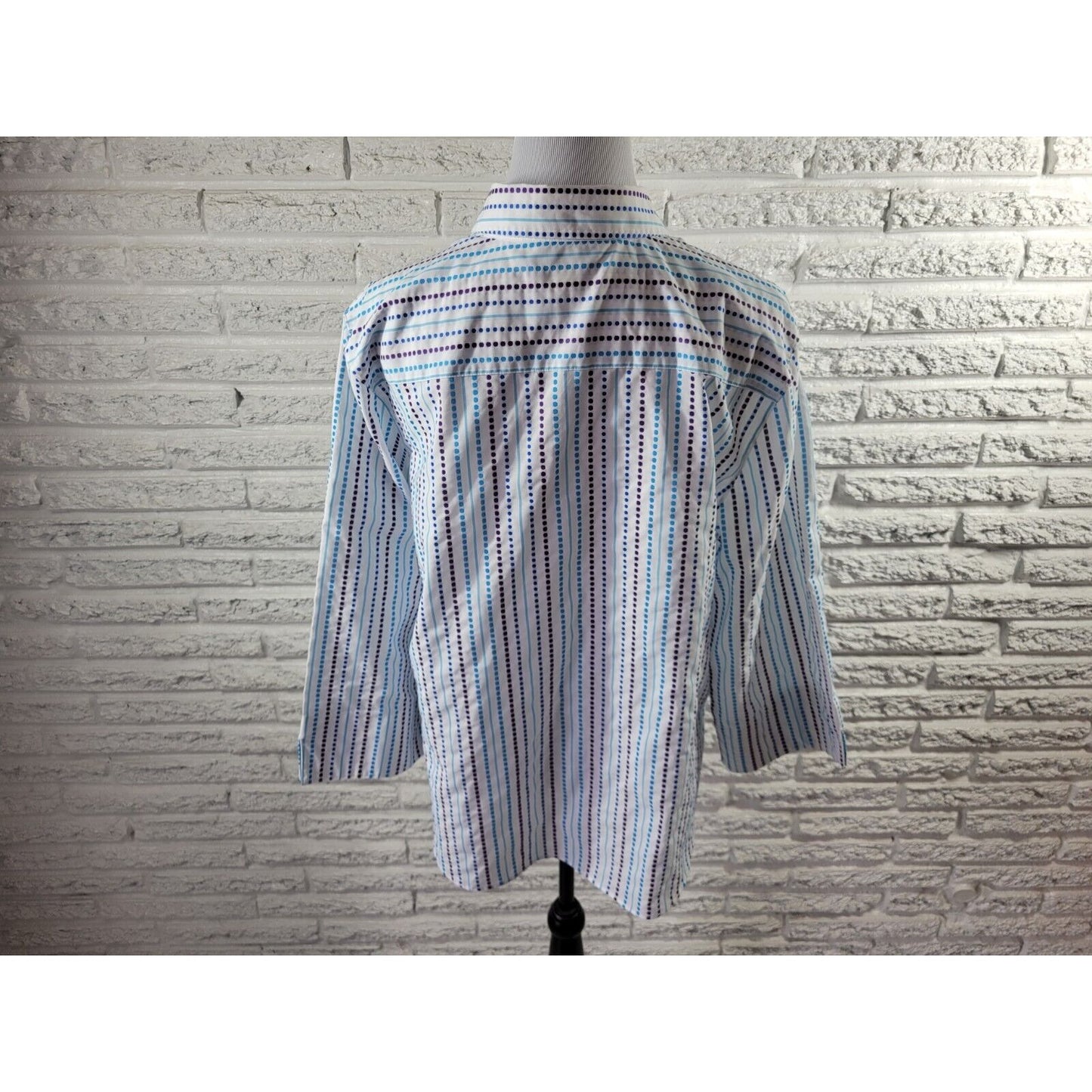 Westbound Womens Top Extra Large Long Sleeve Wrinkle Free Blue Dot Stripe Casual