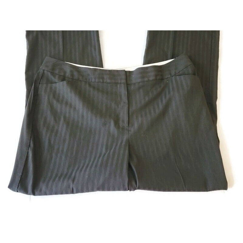 Worthington Womens Pants 18W Black Stripe Poly Blend Zip Stretchy Career Basic