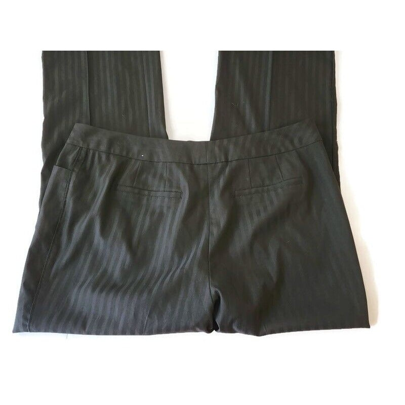 Worthington Womens Pants 18W Black Stripe Poly Blend Zip Stretchy Career Basic