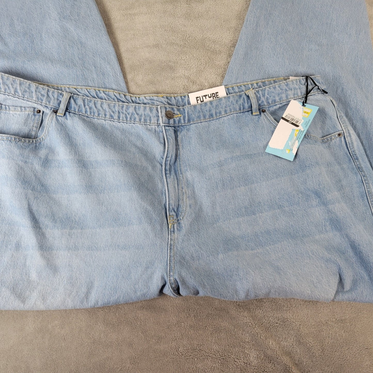 Future Collective Womens Jeans 28 Cropped Straight Leg Blue Denim Zip Raw Hem