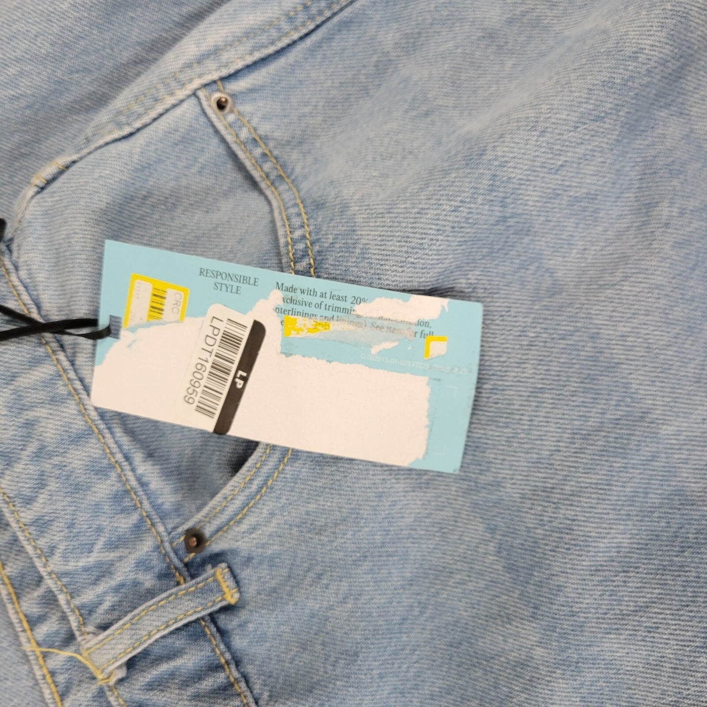 Future Collective Womens Jeans 28 Cropped Straight Leg Blue Denim Zip Raw Hem