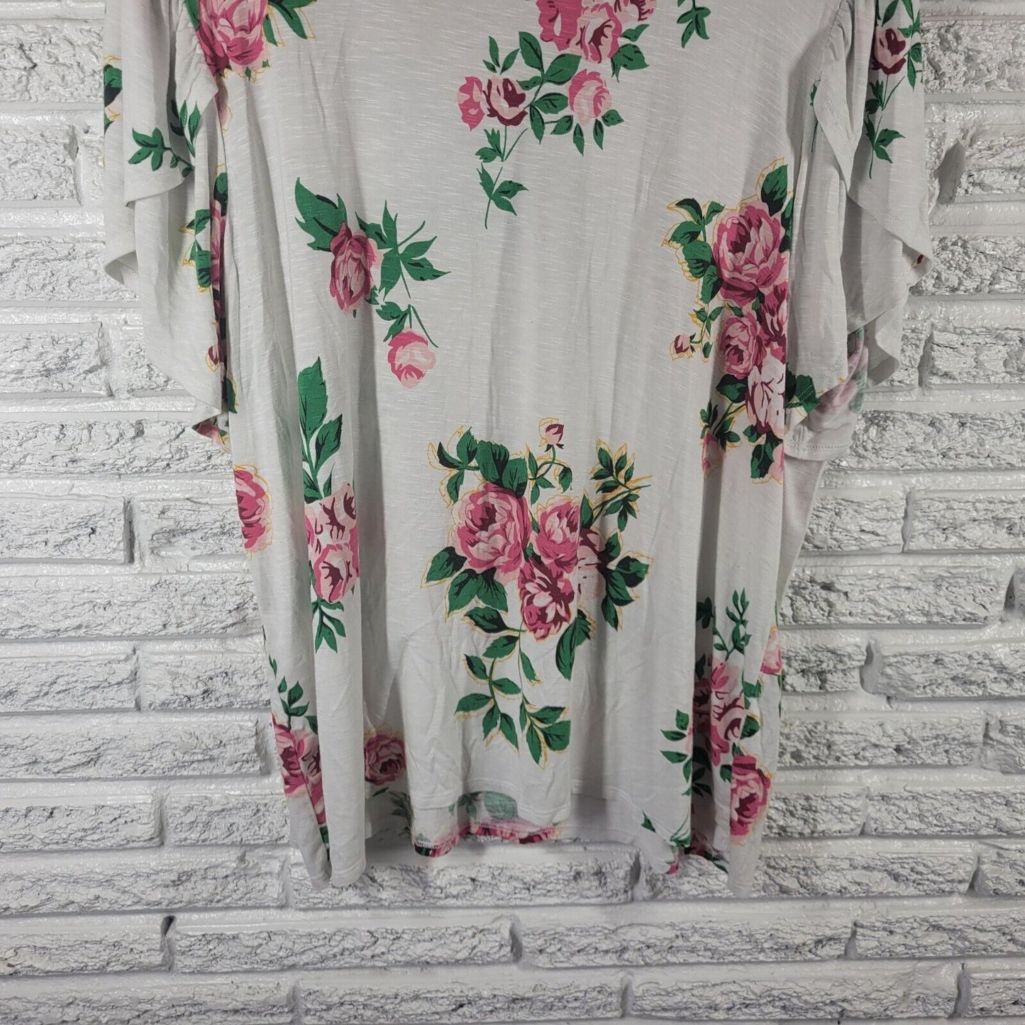 Lularoe Womens Top 3XL Plus Tee Short Sleeve Pink Green Floral Casual Comfy