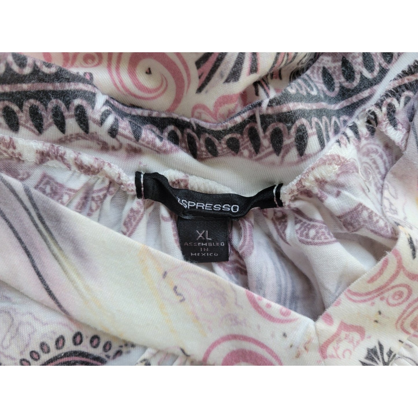 Espresso Women Top Extra Large XL Asymmetric Purple Paisley Shark Bite Laser Cut