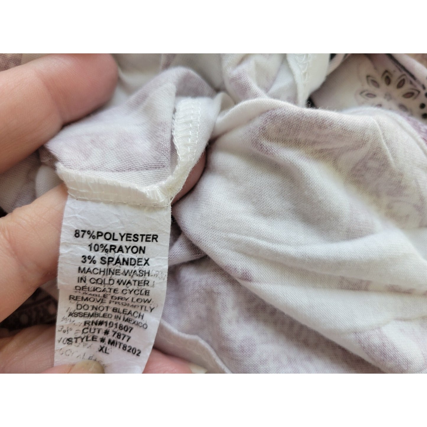 Espresso Women Top Extra Large XL Asymmetric Purple Paisley Shark Bite Laser Cut