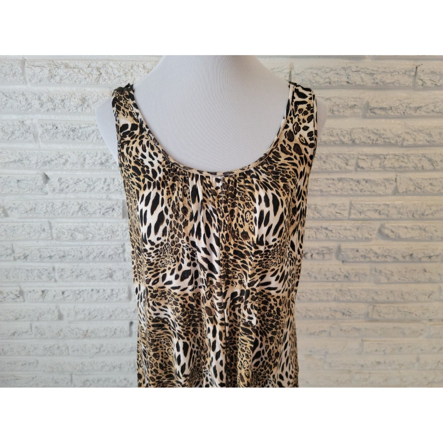 Alyx Womens Top Extra Large Tank Asymmetric Brown Animal Print Lattice Back