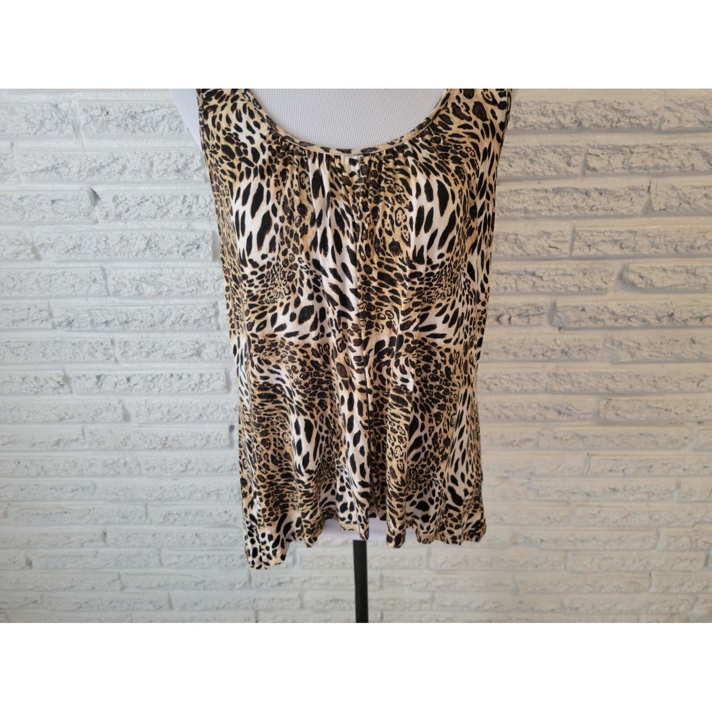 Alyx Womens Top Extra Large Tank Asymmetric Brown Animal Print Lattice Back