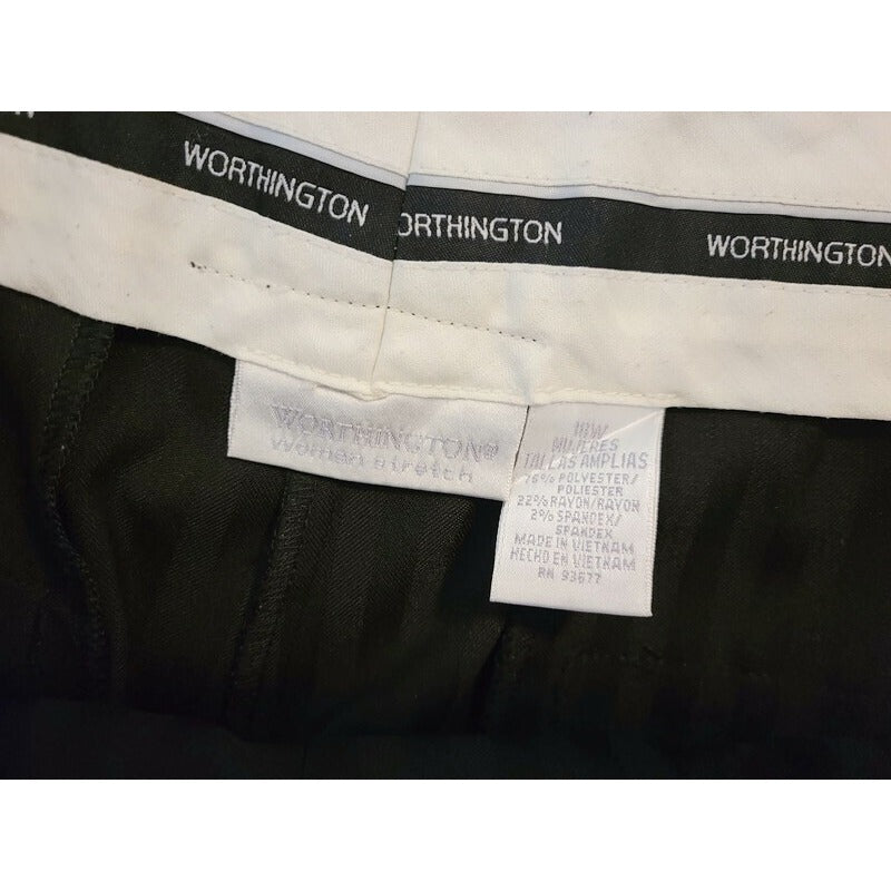 Worthington Womens Pants 18W Plus Black Stripe Poly Blend Zip Stretchy Career