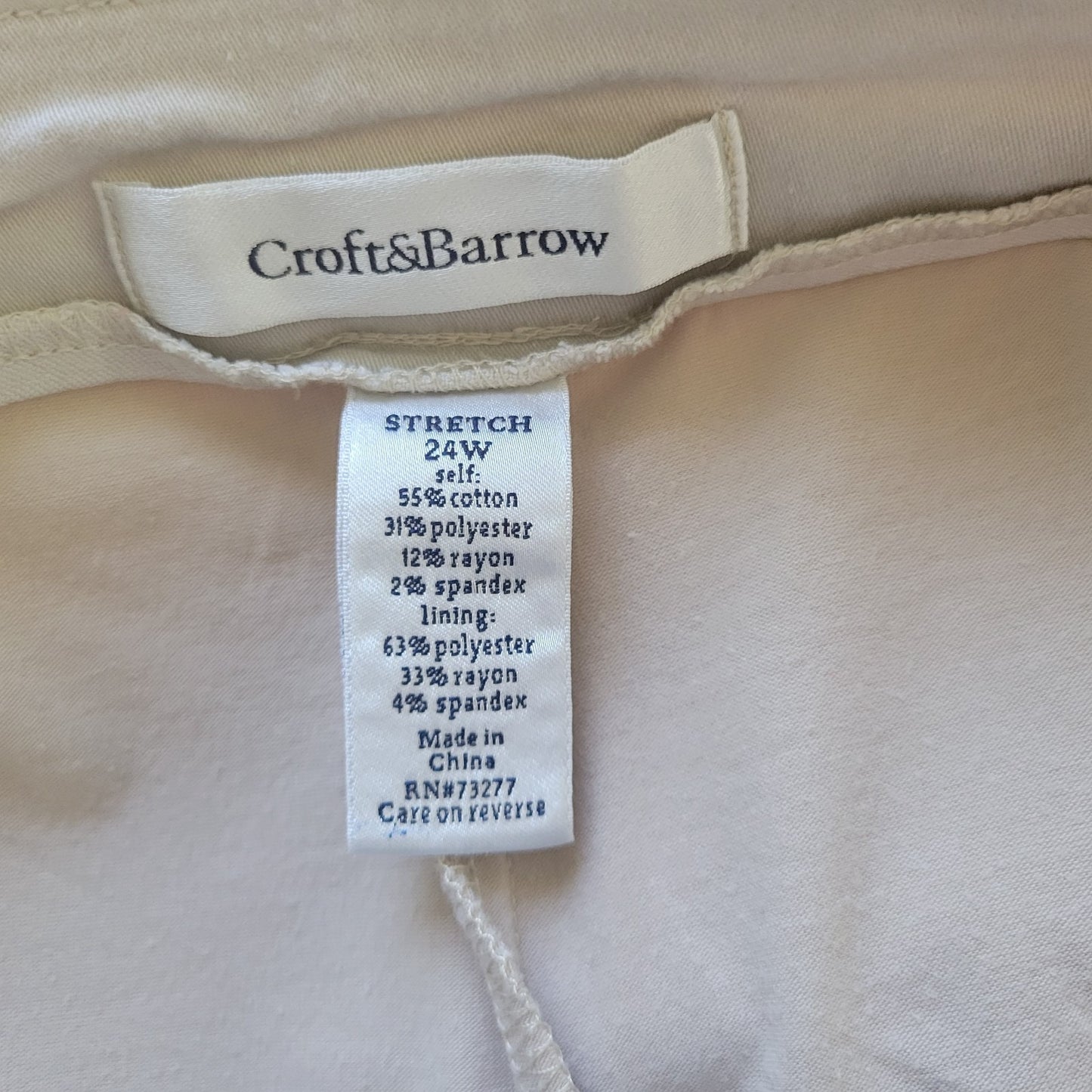 Croft Barrow Womens Skort 24W Plus Skirt Shorts Beige Pull On Pockets Comfy