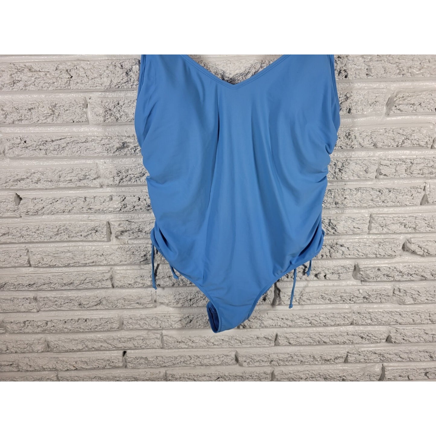 Time Tru Womens Swimsuit Extra Large XL One Piece Blue Double Spaghetti Bra