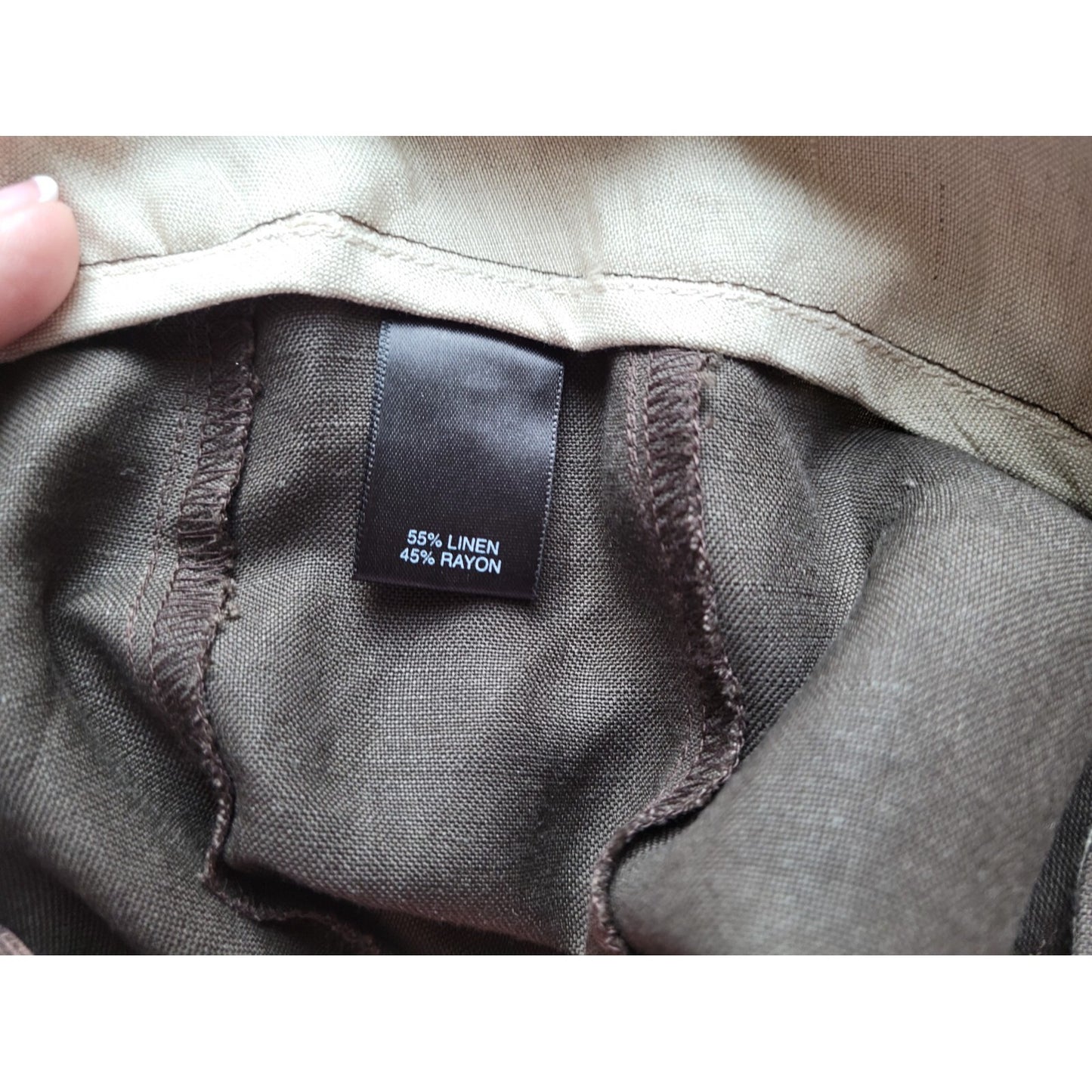 Avenue Womens Skirt 26 Plus ALine Linen Rayon Brown Semi Sheer Casual Office New