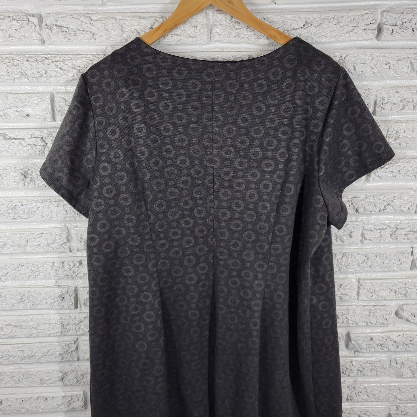 Signature Robbie Bee Womens Dress 20W Plus fit Flare Gray Circles Pockets Casual