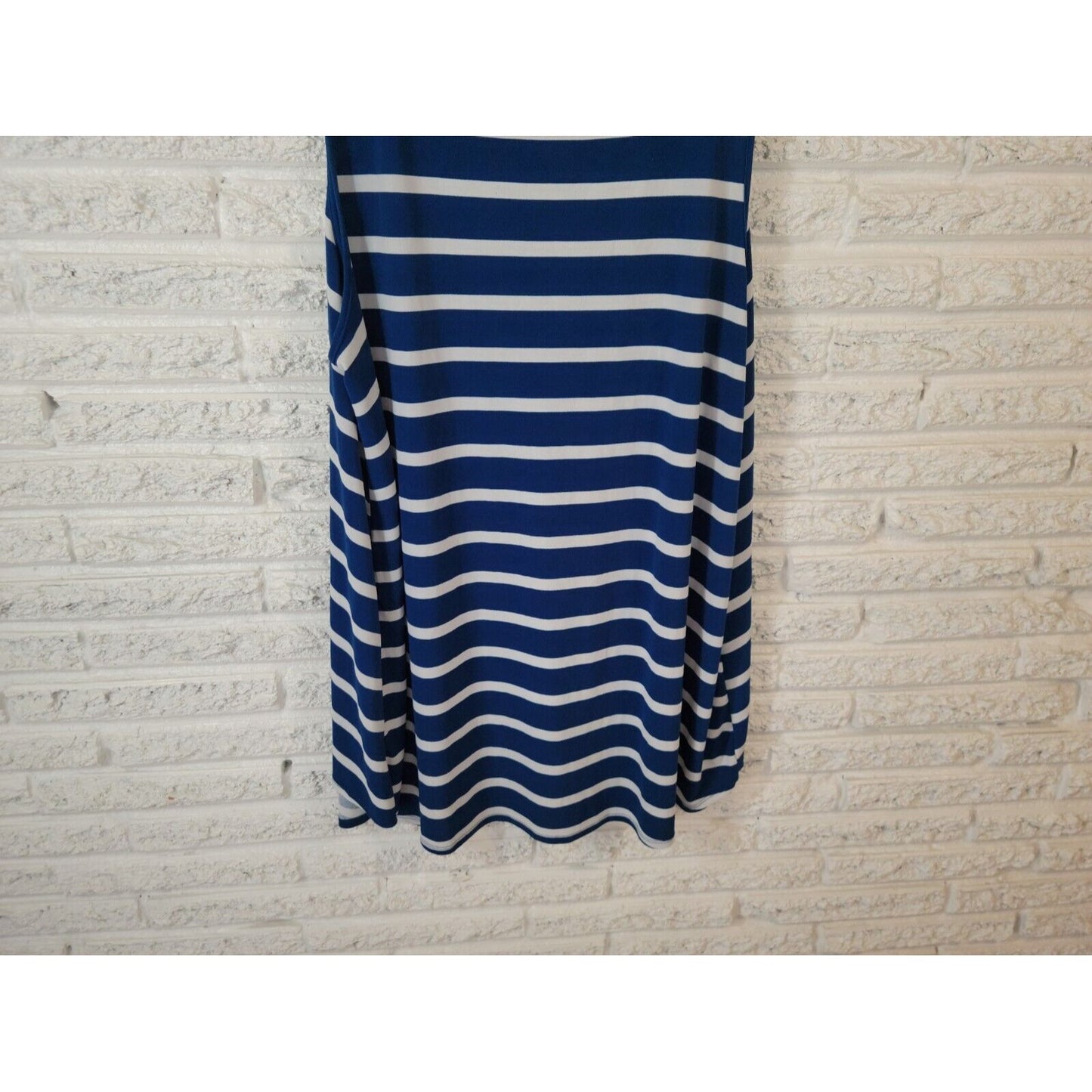 Lularoe Women Top 2XL Plus Tunic Sleeveless Dress Asymmetric Stripe Blue Stripe