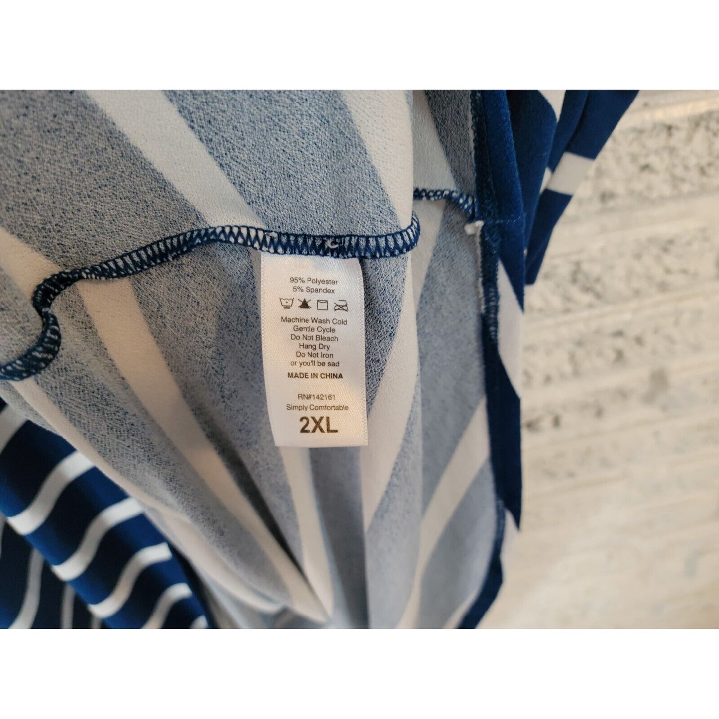 Lularoe Women Top 2XL Plus Tunic Sleeveless Dress Asymmetric Stripe Blue Stripe