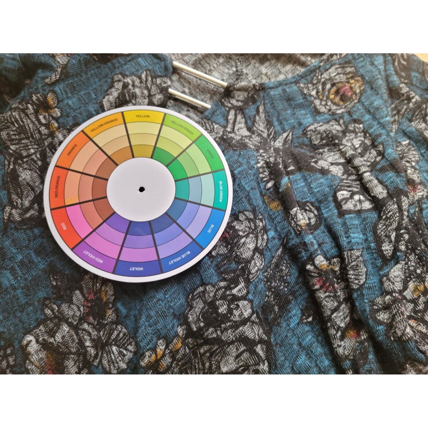 Apt 9 Women Top XXL Tunic 3/4 Sleeve Knit Ruched Blue Floral Poly Blend Keyhole