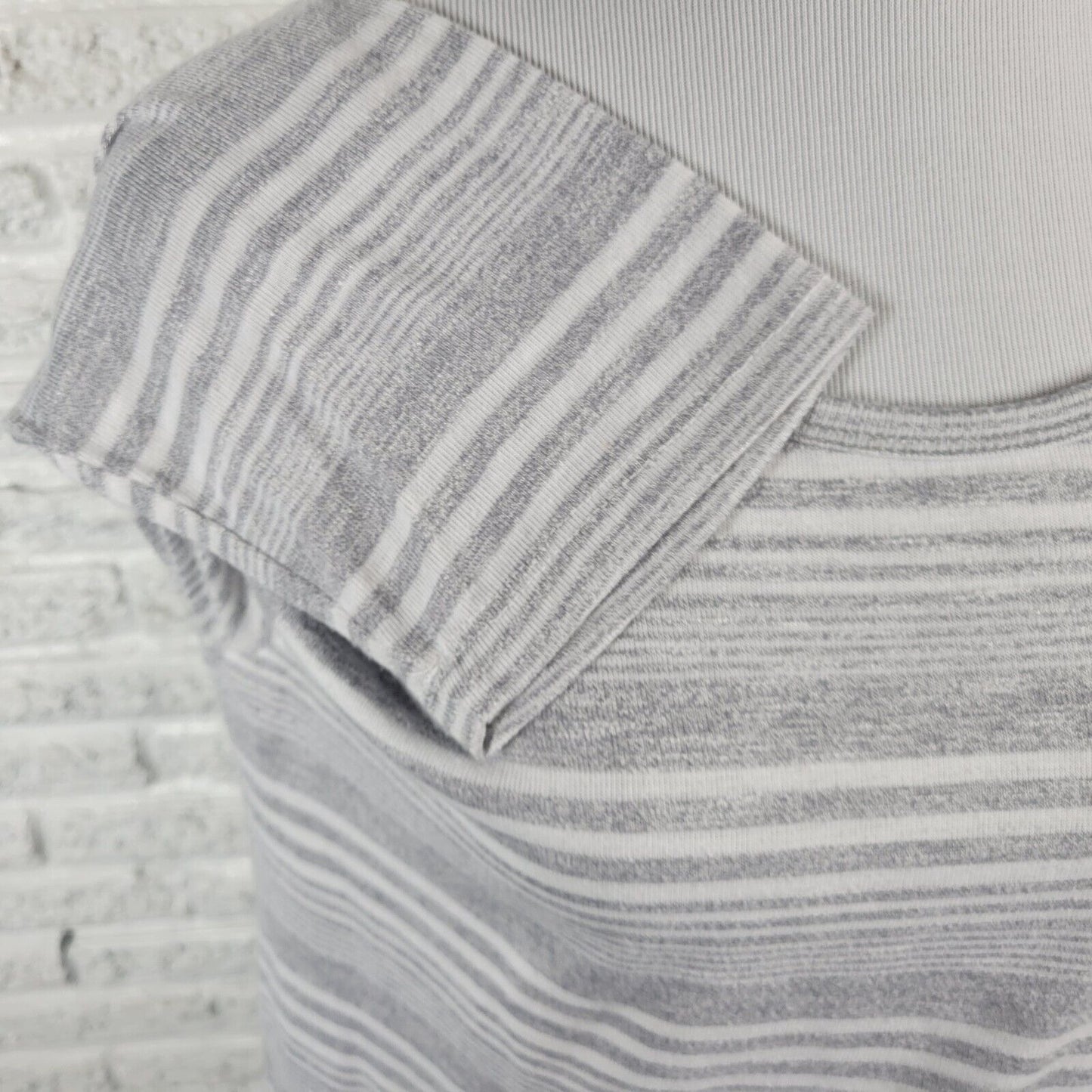 Onque Womens Top Extra Large XL 3/4 Sleeve Gray Stripe Knit Soft Comfy Casual