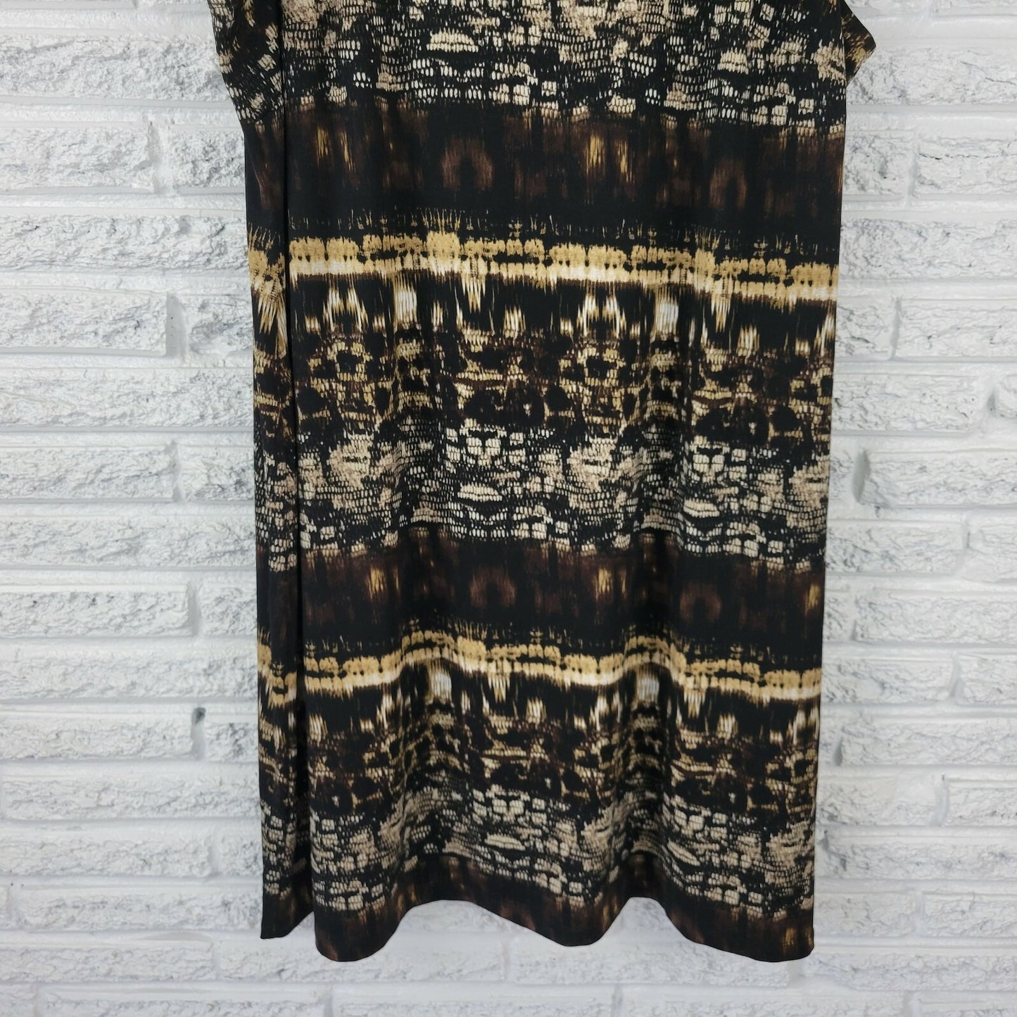 Catherines Womens Dress 2XWP Plus Sleeveless Shift Black Tan Animal Print