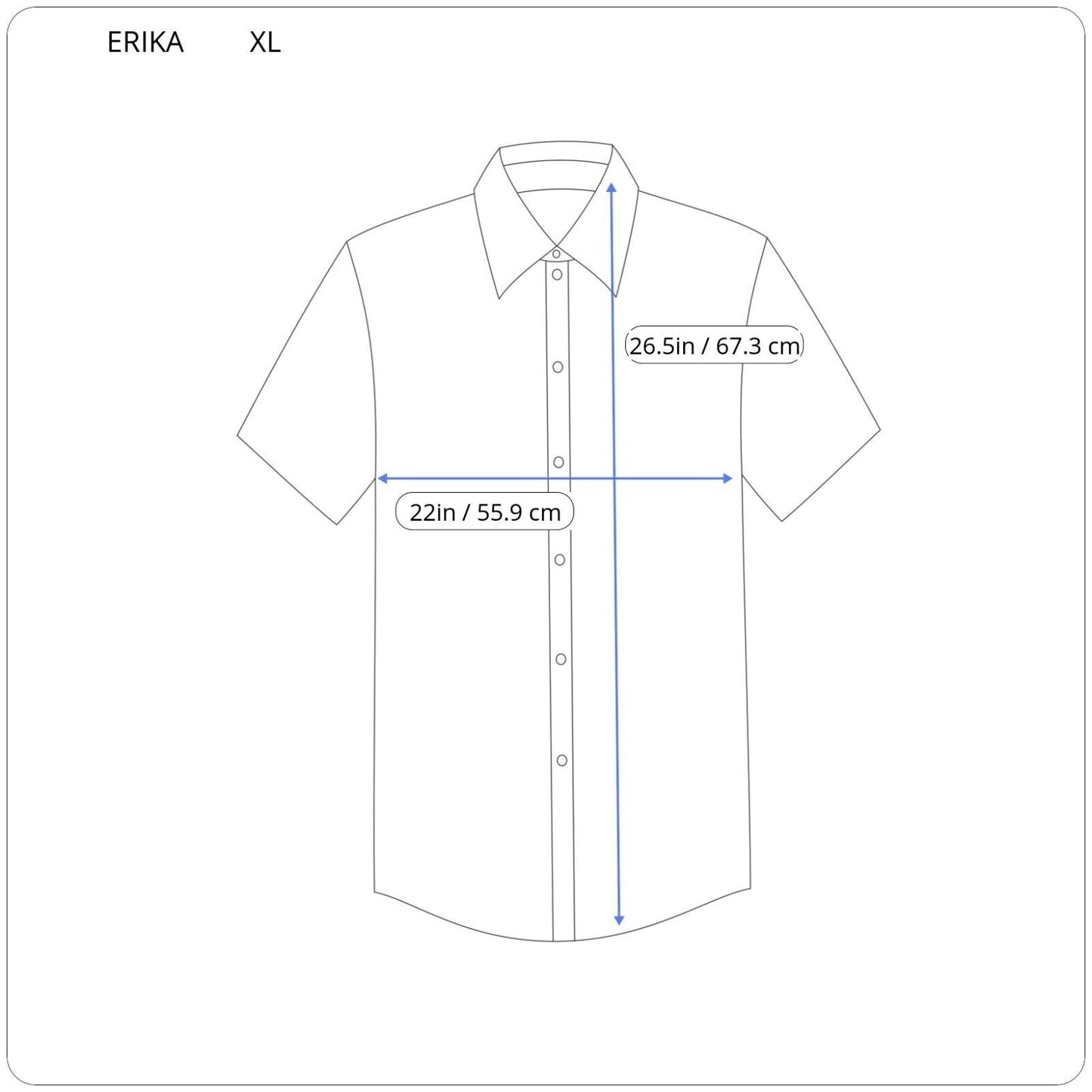 Erika Women Top Extra Large Short Sleeve Blue Geometric Cotton Blend Lightweight