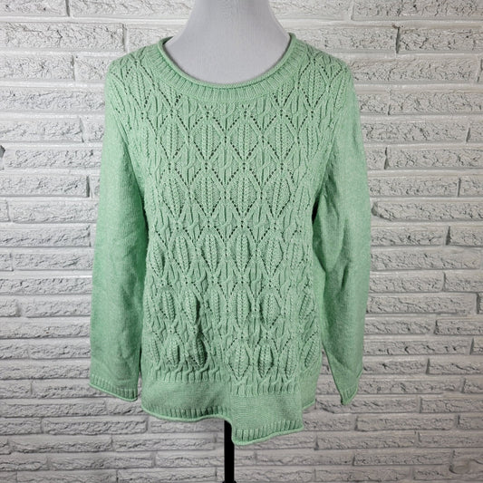 Talbots Womens Sweater XLP Petite Long Sleeve Green Soft Poly Blend Comfy Career