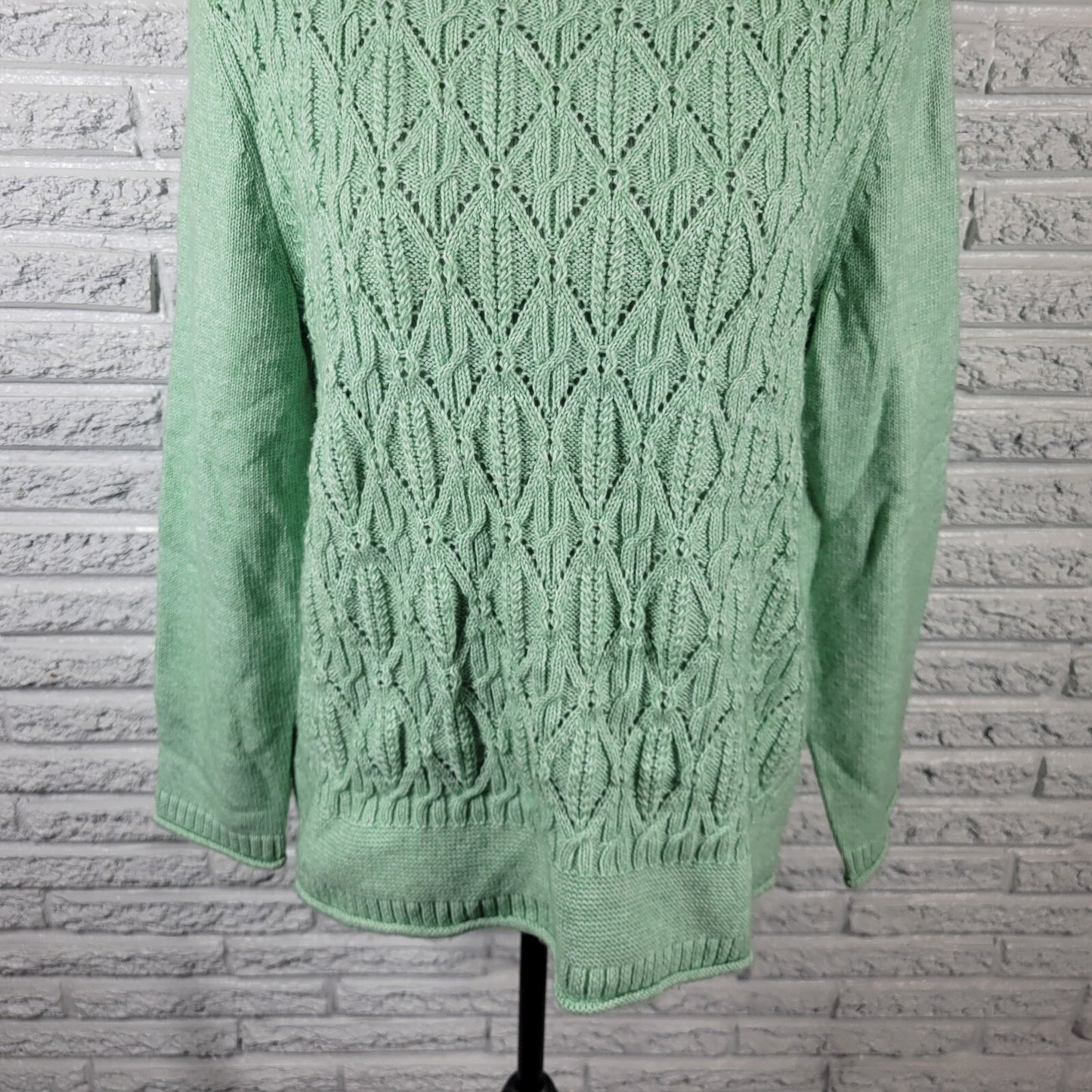 Talbots Womens Sweater XLP Petite Long Sleeve Green Soft Poly Blend Comfy Career