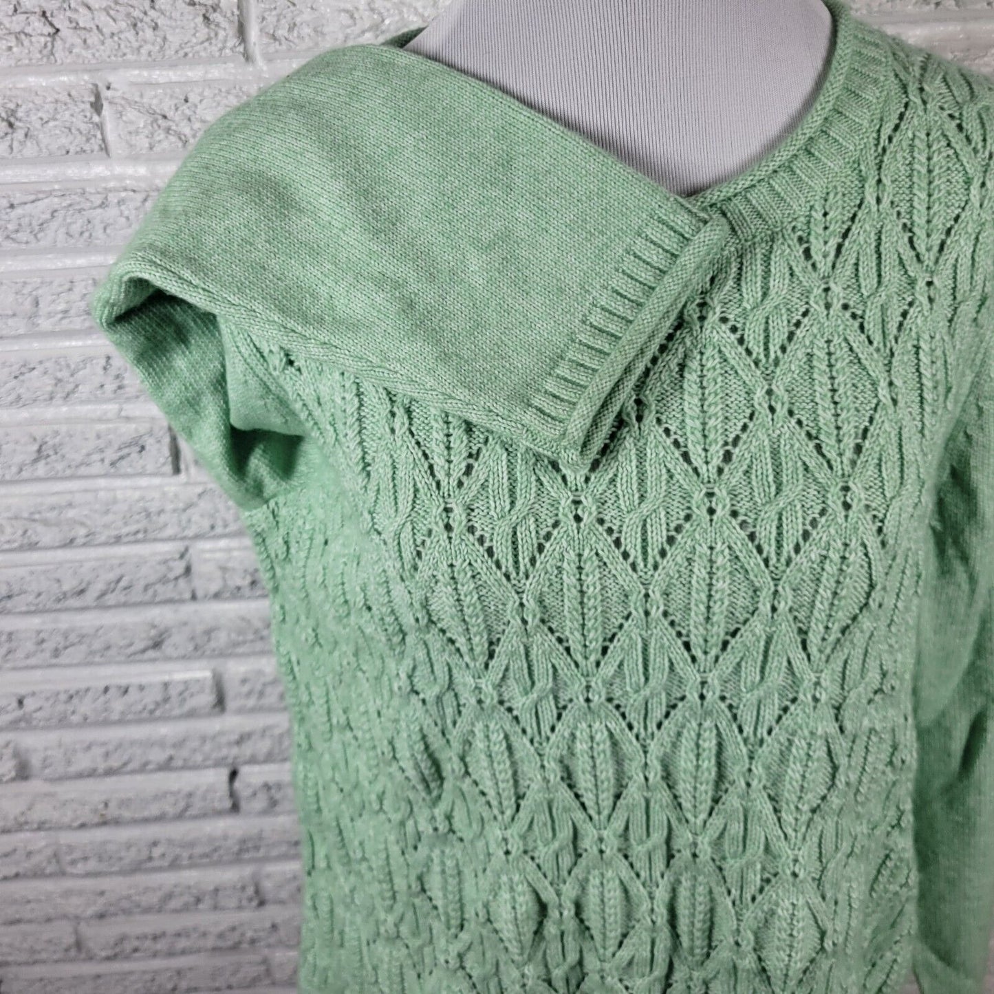 Talbots Womens Sweater XLP Petite Long Sleeve Green Soft Poly Blend Comfy Career