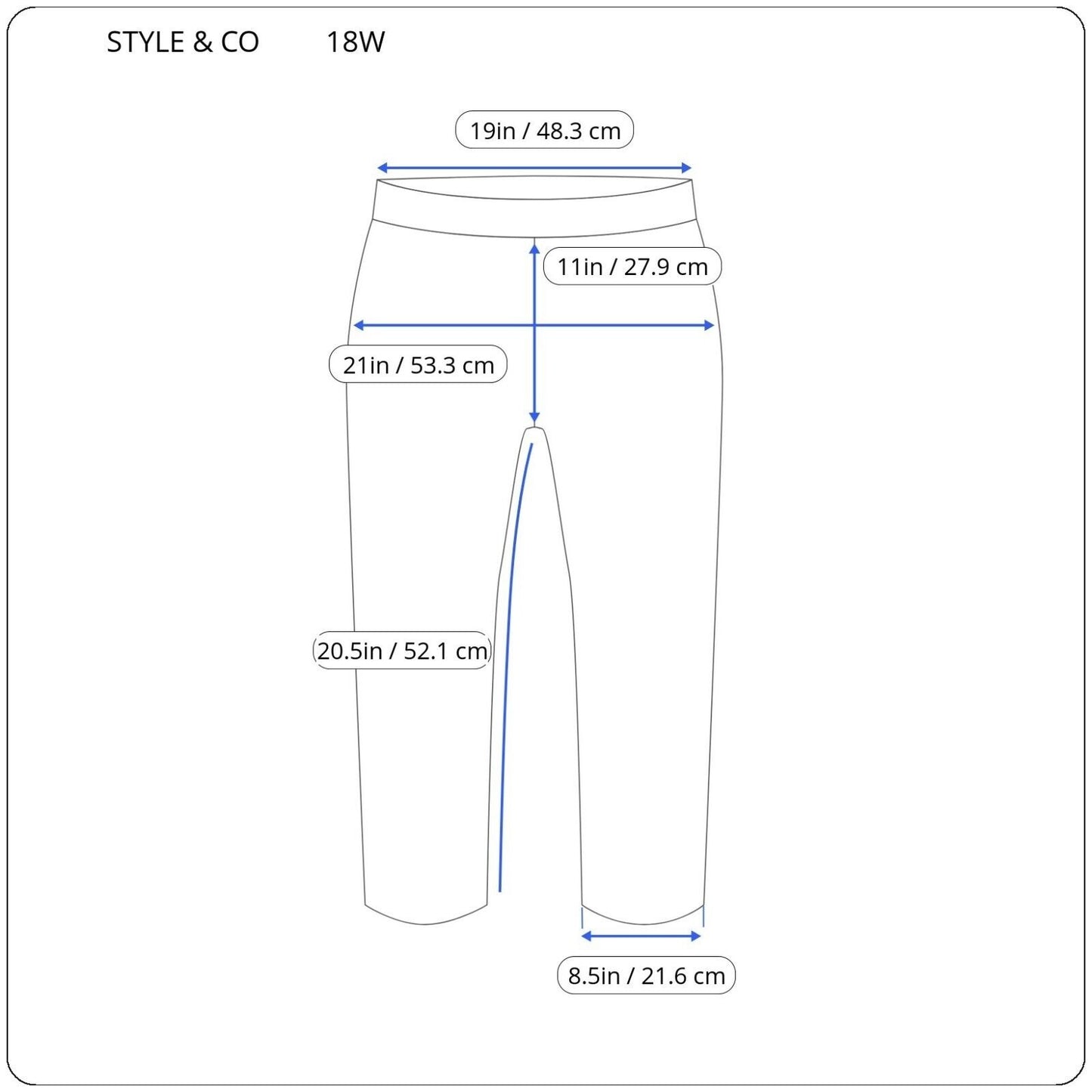 Style Co Women Jeans 18W Plus Capri Blue White Stripe Denim Zip Fly Cotton Blend
