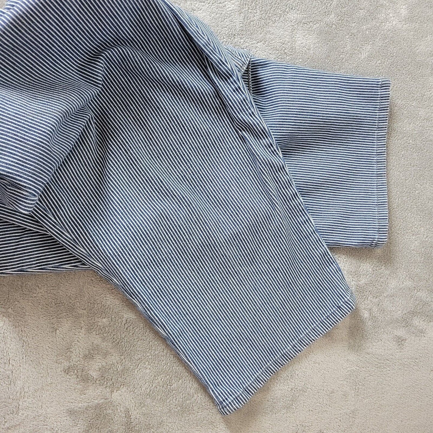 Style Co Women Jeans 18W Plus Capri Blue White Stripe Denim Zip Fly Cotton Blend