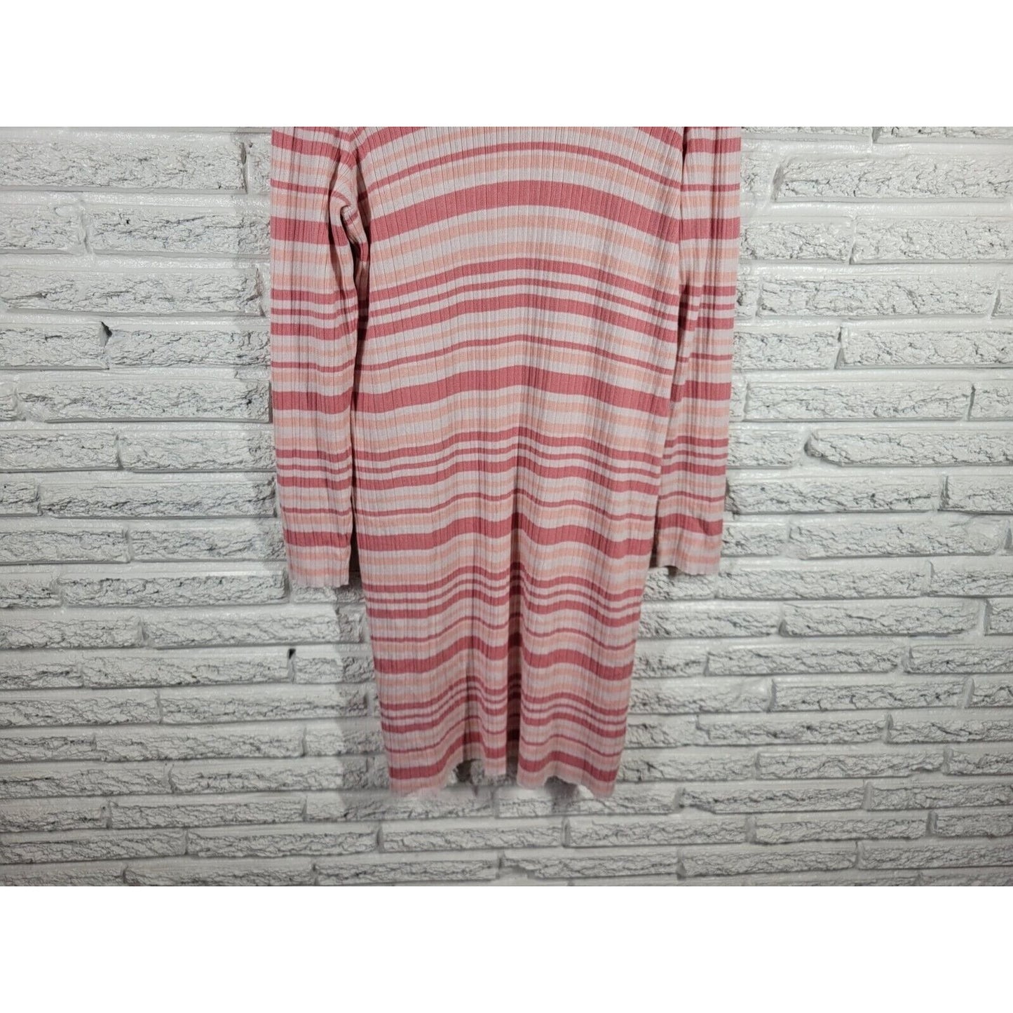 Time Tru Womens Sweater Extra Large Cardigan Pink Stripe Open Duster Casual Long